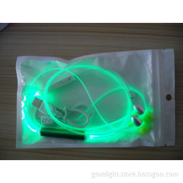 Green Visible Light up LED Fibre Optic Earphone